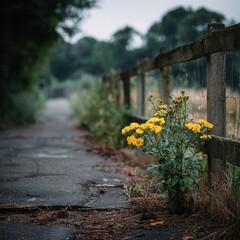 Beautiful wildflower growing beside a pathway.
