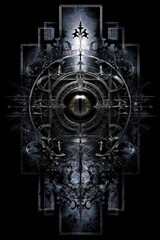 Mystical abstract design with dark patterns.