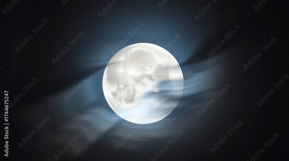 Wall mural a dynamic image of a moon in motion, captured with gentle, soft light, featuring diffused shadows, s