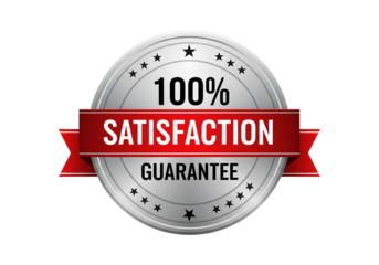 Silver Satisfaction Guarantee Seal with Red Ribbon Banner transparent png (2)