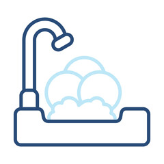 Washing Dishes Icon Color Outline Style. Vector Illustration Design