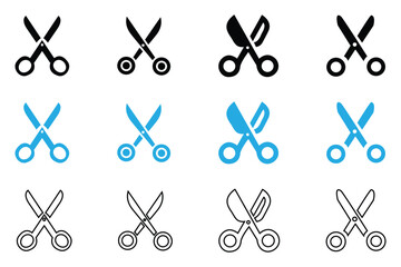 scissors icon vector, cut symbol open scissor silhouette vector illustration