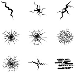 Cracked and broken surface textures for design overlays, graphic elements and backgrounds