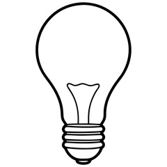 Illustration of a light bulb with a clear glass and a black outline design