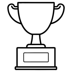 Illustration of a trophy with handles and a rectangular base in outline style