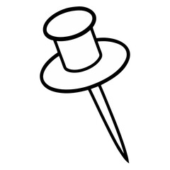 Illustration of a simple black and white pushpin with a sharp pointed end