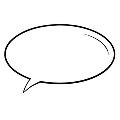 Illustration of a simple oval shaped speech bubble with a pointed tail end
