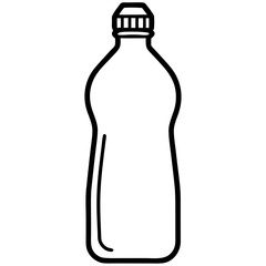 Illustration of a plastic bottle with a cap in a black outline style
