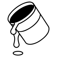 Illustration of a tilted bucket with liquid spilling out and forming a puddle