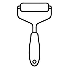 Illustration of a cheese curler with a handle and a roller in outline