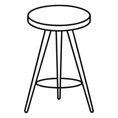 Illustration of a simple round stool with three legs and a foot rest ring