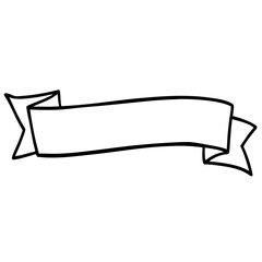 A simple banner with folded edges in black outline on a white background