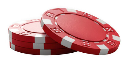 Stack of red poker chips isolated on transparent background
