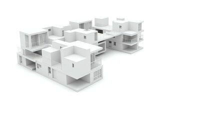 Fototapeta premium Modern White Multi-story Residential Building Architectural Model