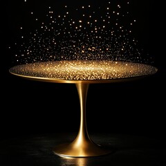 Gold table with sparkling particles; studio shot for interior design