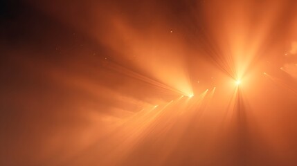 Obraz premium DJ booth Halloween event blurred glowing orange strobe beams cutting through fog