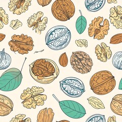 Hand-drawn walnut pattern