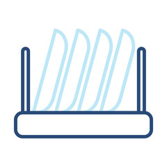 Dish Rack Icon Color Outline Style. Vector Illustration Design