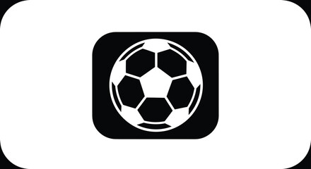 Obraz premium Simple black and white icon of a classic soccer ball inside a rounded square