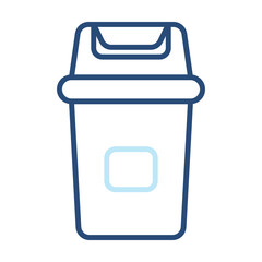 Garbage Bin Icon Color Outline Style. Vector Illustration Design