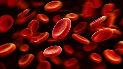 혈관 안에서 빠르게 이동하는 혈액세포를 표현한 일러스트-An illustration depicting blood cells moving rapidly within a blood vessel