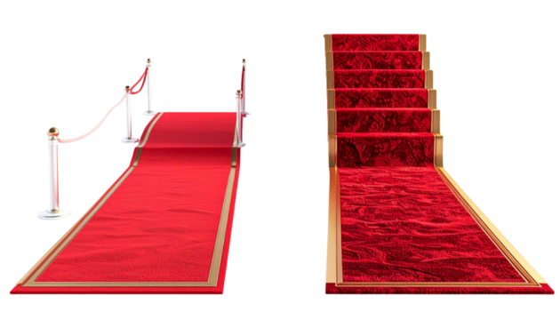 Glamorous Red Carpet Scene Collection with Luxury Details Isolated on Transparent Background - Powered by Adobe