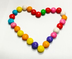 heart made of colorful candy 