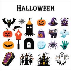 Halloween Icons Set – Spooky Vector Collection for Design and Decoration
