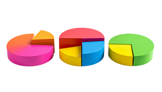 3D pie chart slice isolated on transparent background