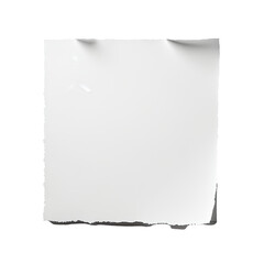 White square paper with torn bottom edge on a plain black background