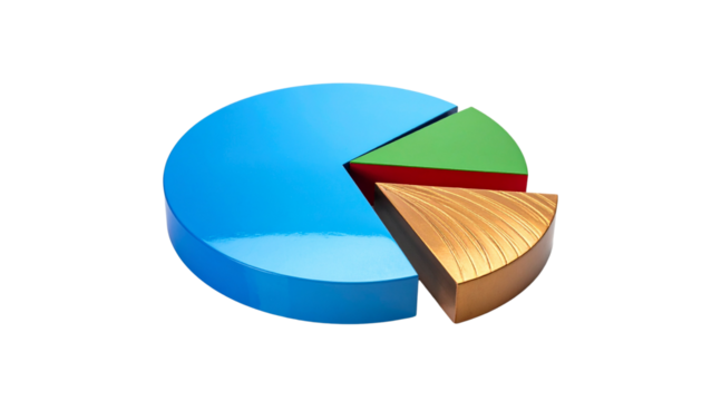 Financial infographic 3D pie chart bundle isolated on transparent background