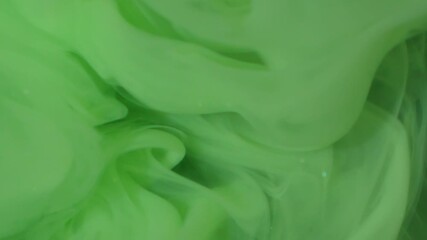 Cloud blend. Dye spread. Bright color green paint explosion flow. Art fume wave spray abstract blur black sparkling water background. - Powered by Adobe