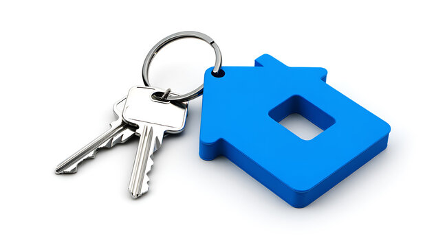 Blue house keychain with silver keys image