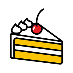 Delicious Slice of Cake with Cherry Topping and Cream.