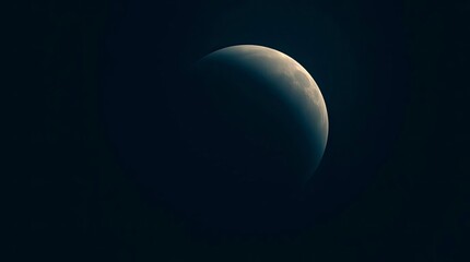 Obraz premium High-angle, rich deep teal photograph of a moon, looking down with an elevated perspective, conveying luxury and vibrancy
