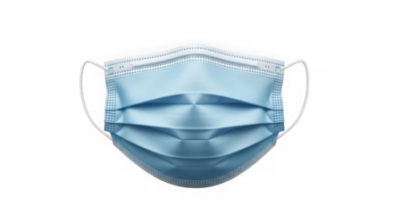 Blue surgical face mask isolated on transparent background for virus protection