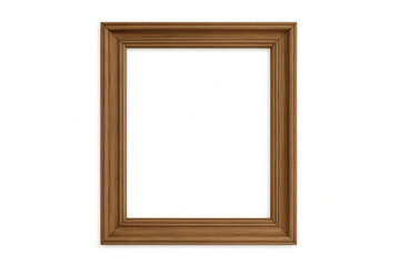 Empty brown wooden picture frame with natural grain, featuring a transparent center for versatile use