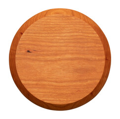 Cherry wood round wooden pallet. wooden cutting board. cutting board isolated on white background