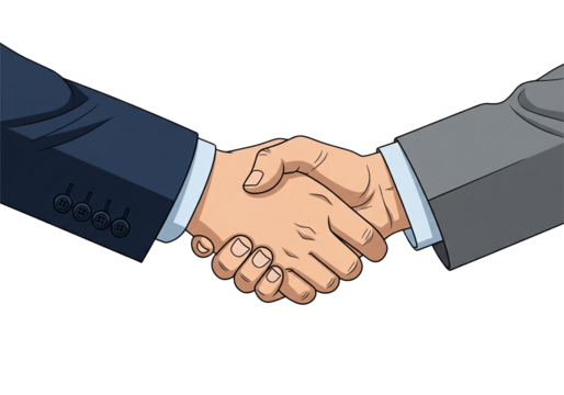 Handshake Between Professionals in Blue and Grey Suits isolated background png