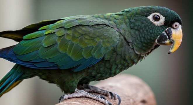 Close up of a scaly headed parrot perched on a branch in nature