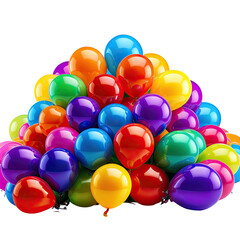 Brightly colored balloons piled together in a festive celebration