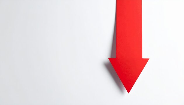 Bold Red Arrow Pointing Downwards on a Clean White and Gray Background