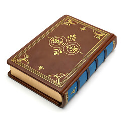 Obraz premium Antique brown book with golden ornament isolated on white background