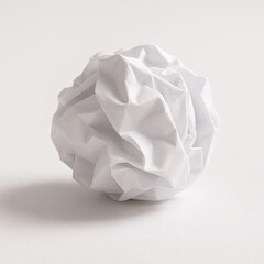 Crumpled White Paper Ball on White Background