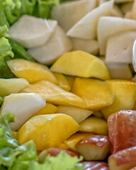 Assorted sliced tropical fruit platter