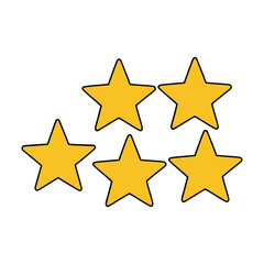 A set of five shining rating stars symbolizing excellence and top quality. Perfect for reviews, feedback, and awards, representing perfection and customer satisfaction.
