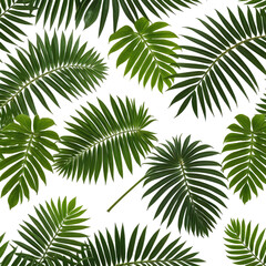 Tropical green leaves on a black background, seamless repeating pattern