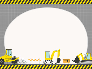 CONSTRUCTION SITE blank frame decorative element illustration building kiddy theme poster card announcement background