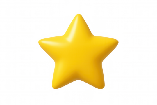 Yellow 3d star icon indicating top quality, preferred choice, customer feedback, and prize award on transparent background