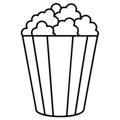 Outline drawing of a bucket of popcorn on transparent background
